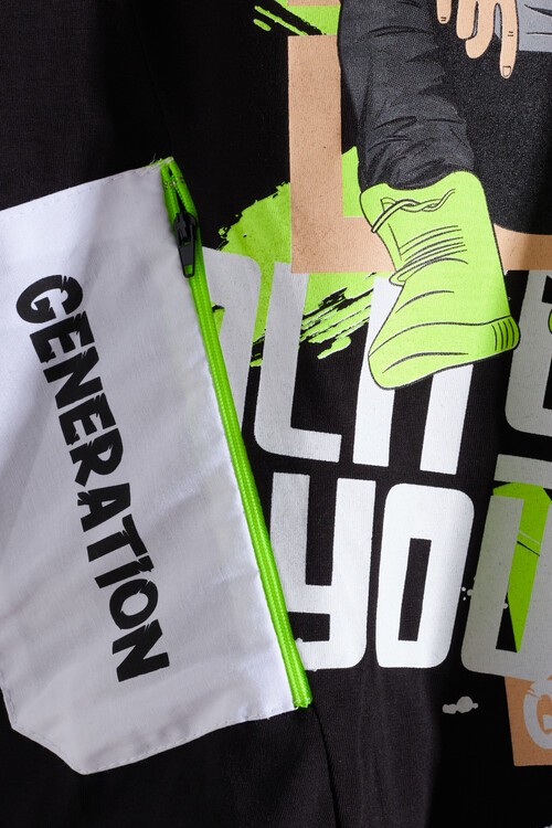 Erkek Çocuk Cepli Baskılı Tshirt 8-12 Yaş 14056