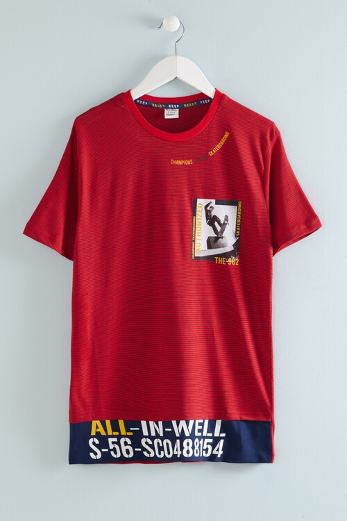 Erkek Çocuk Champions Yazı Baskılı Tshirt 9-14 Yaş 14068