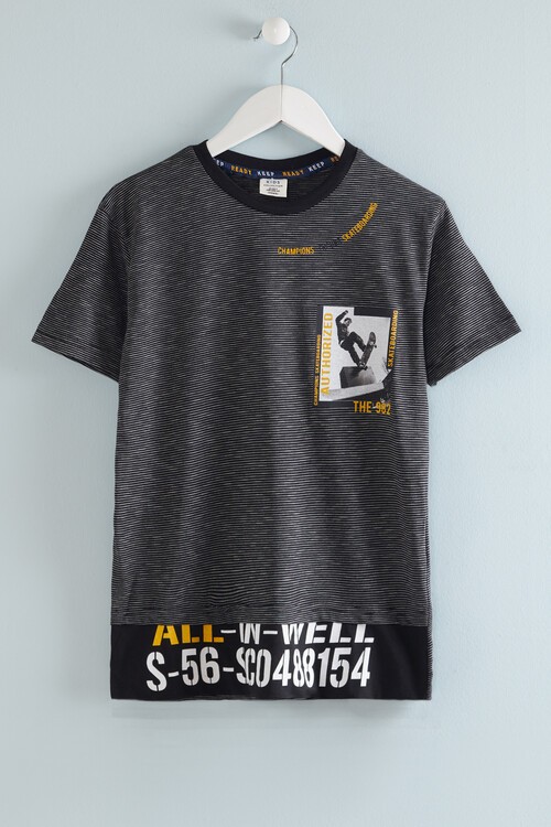 Erkek Çocuk Champions Yazı Baskılı Tshirt 9-14 Yaş 14068