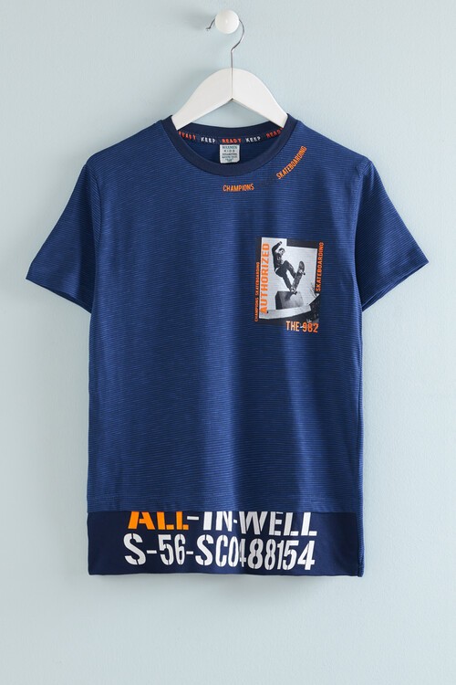 Erkek Çocuk Champions Yazı Baskılı Tshirt 9-14 Yaş 14068