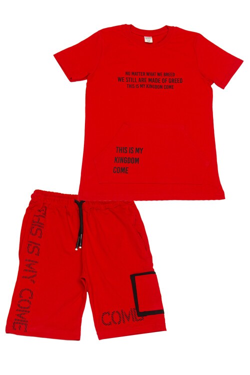 Erkek Çocuk Come Yazı Baskılı Şortlu Takım 14115