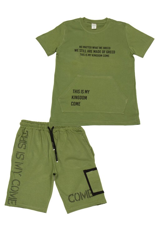 Erkek Çocuk Come Yazı Baskılı Şortlu Takım 14115