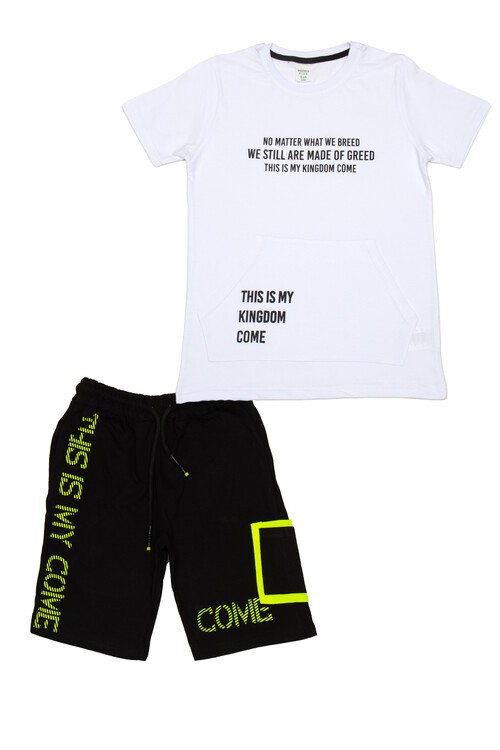 Erkek Çocuk Come Yazı Baskılı Şortlu Takım 14115