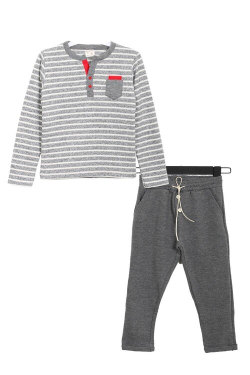 Erkek Çocuk Kahverengi Çizgili Takım 14144