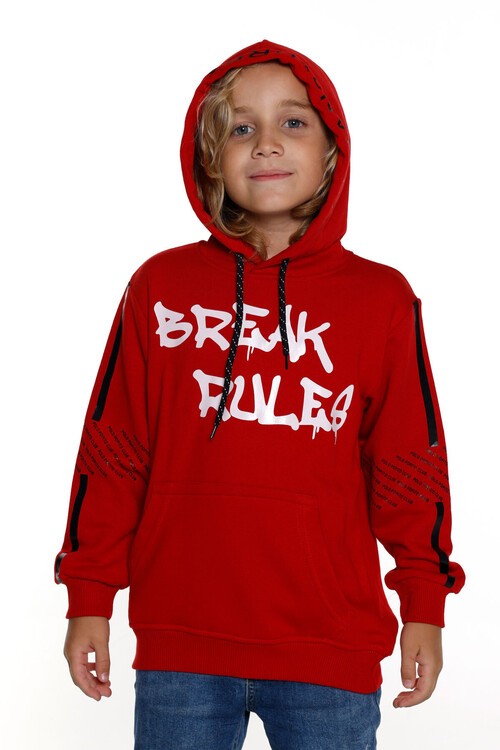 Erkek Çocuk Kanguru Cepli Kapşonlu Sweatshirt 14030