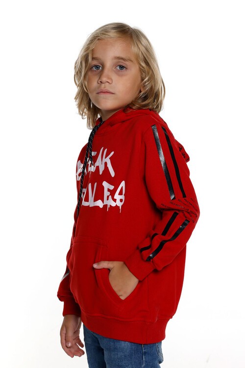 Erkek Çocuk Kanguru Cepli Kapşonlu Sweatshirt 14030