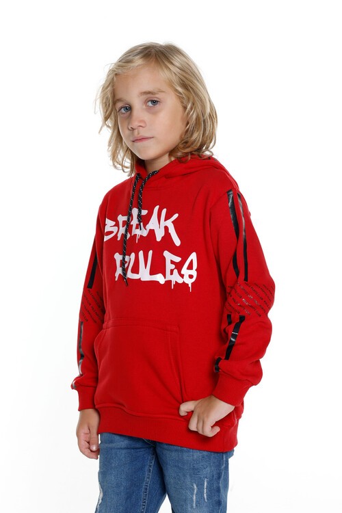 Erkek Çocuk Kanguru Cepli Kapşonlu Sweatshirt 14030