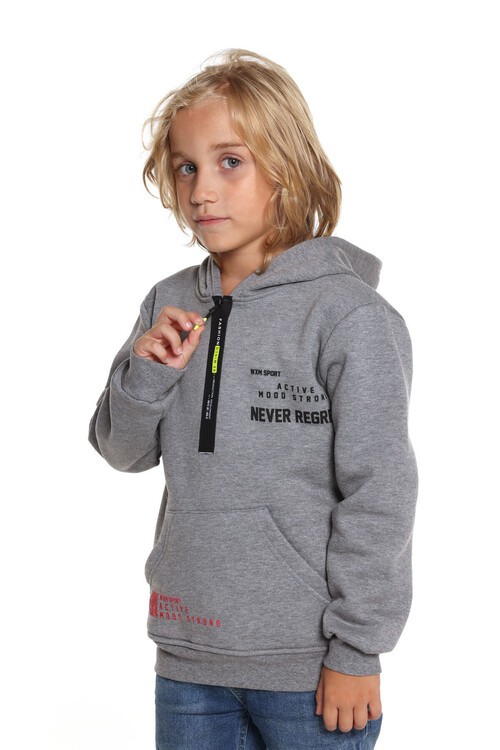 Erkek Çocuk Kanguru Cepli Kapşonlu Polarlı Sweatshirt 14159