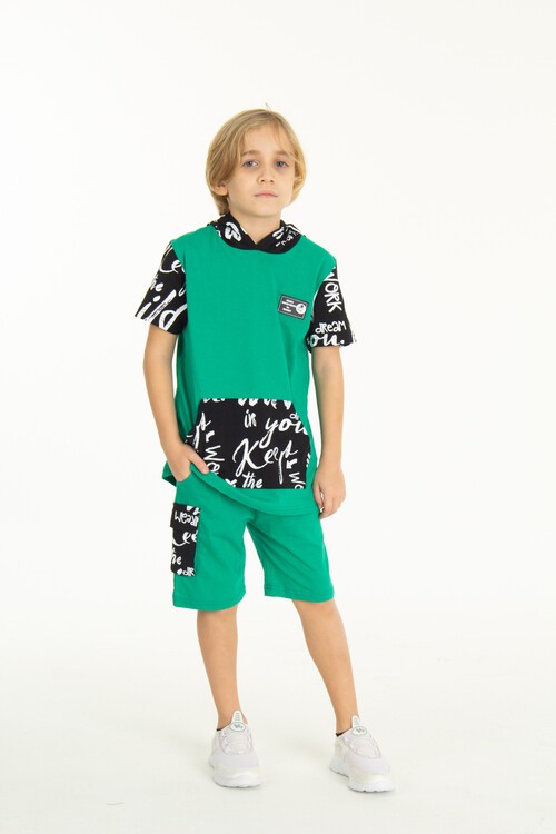 Erkek Çocuk Kanguru Cepli Şortlu Takım 4-14 Yaş 14055