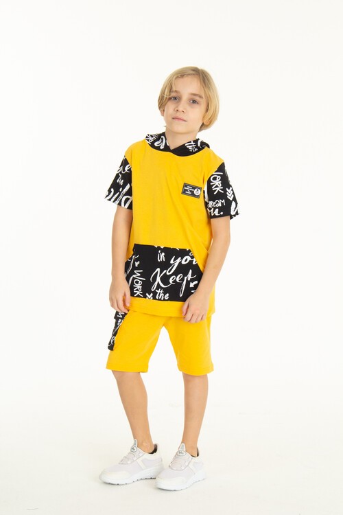 Erkek Çocuk Kanguru Cepli Şortlu Takım 4-14 Yaş 14055