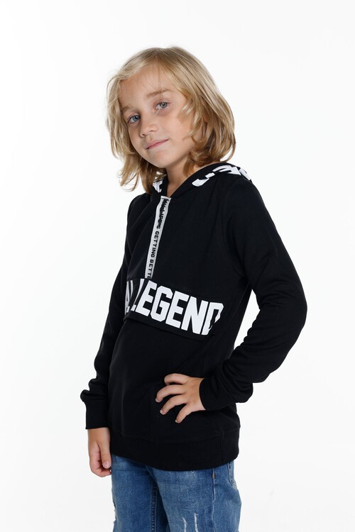 Erkek Çocuk Kapşonlu Fermuarlı Sweatshirt 4-11 Yaş 14034