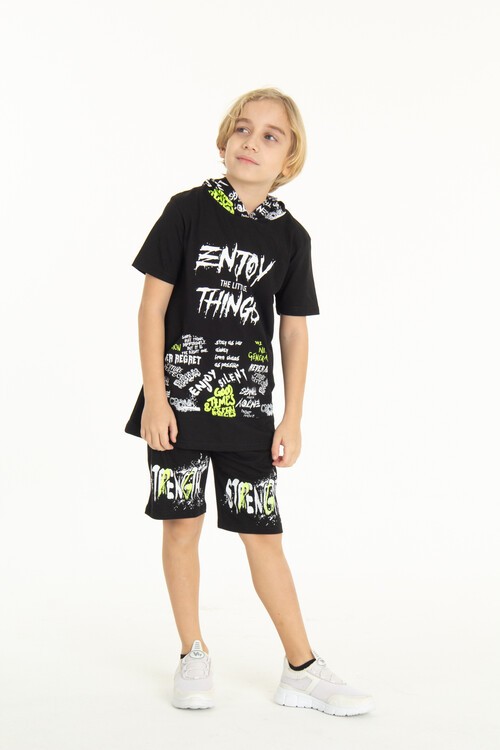 Erkek Çocuk Kapşonlu Şortlu Takım 10-14 Yaş 14061