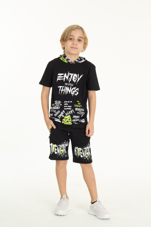 Erkek Çocuk Kapşonlu Şortlu Takım 10-14 Yaş 14061