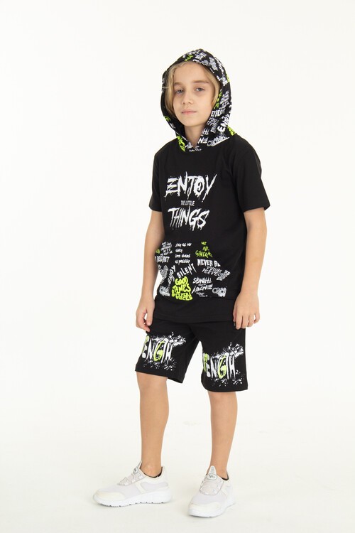 Erkek Çocuk Kapşonlu Şortlu Takım 10-14 Yaş 14061