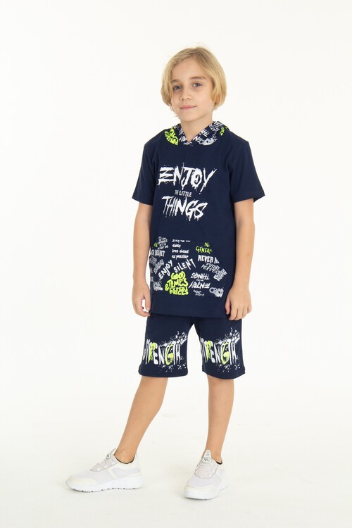 Erkek Çocuk Kapşonlu Şortlu Takım 10-14 Yaş 14061