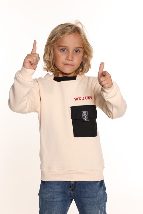 Erkek Çocuk Kapşonlu Polarlı Sweatshirt 9-14 Yaş 14157