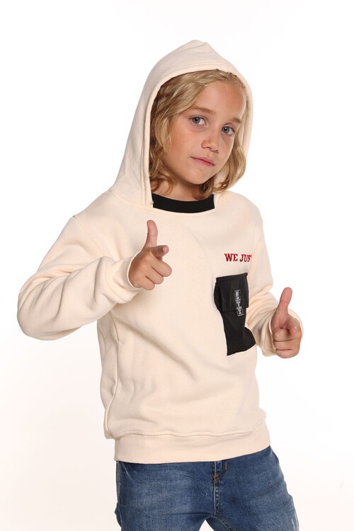 Erkek Çocuk Kapşonlu Polarlı Sweatshirt 9-14 Yaş 14157