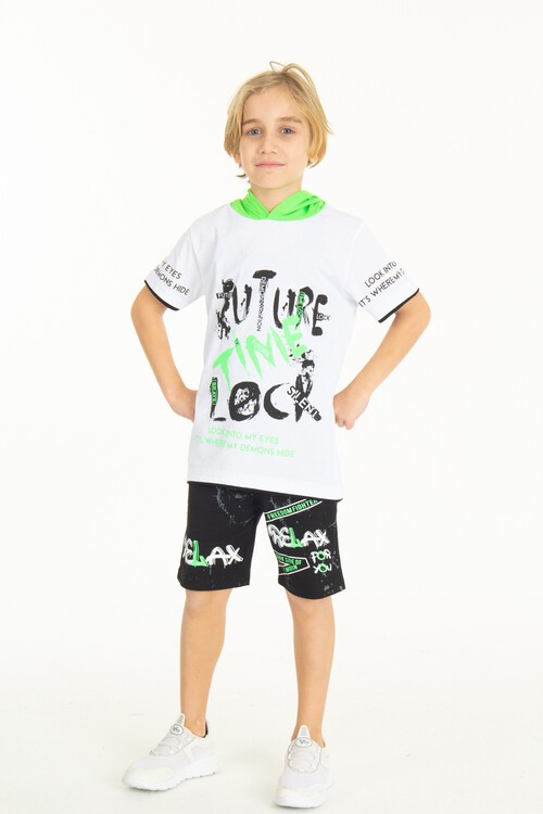 Erkek Çocuk Kapüşonlu Şortlu Takım 4-14 Yaş 14008