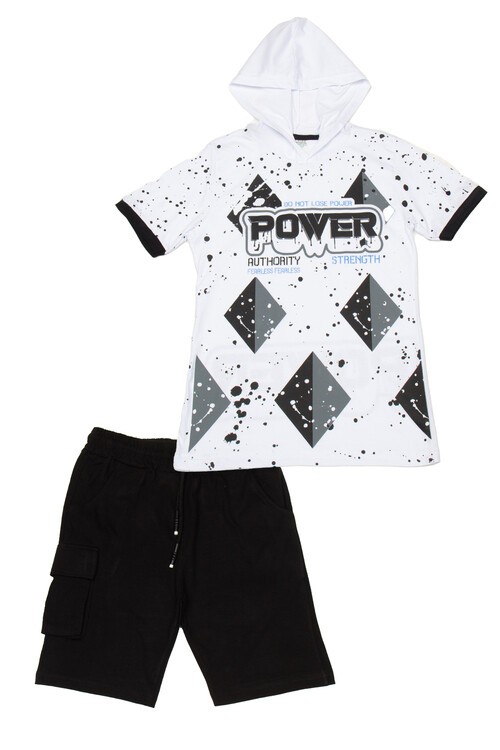 Erkek Çocuk Kapüşonlu Şortlu Takım 9-14 Yaş 14063