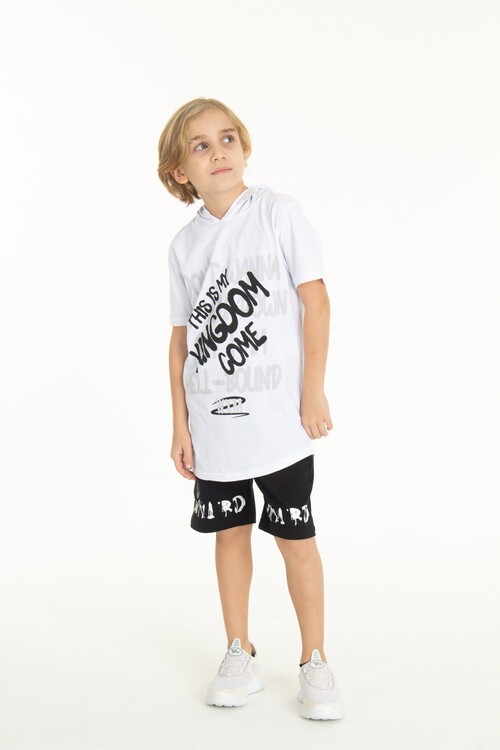 Erkek Çocuk Kingdom Yazılı Kapşonlu Şortlu Takım 14066