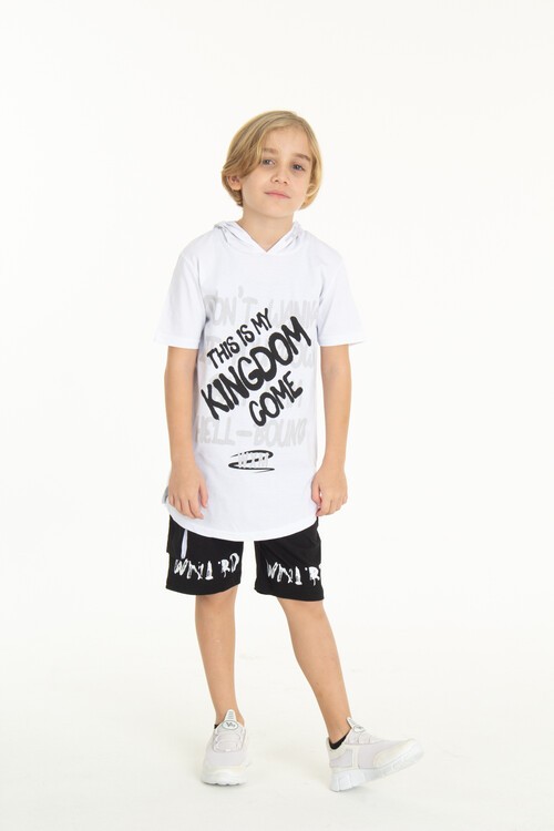 Erkek Çocuk Kingdom Yazılı Kapşonlu Şortlu Takım 14066