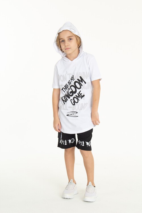 Erkek Çocuk Kingdom Yazılı Kapşonlu Şortlu Takım 14066