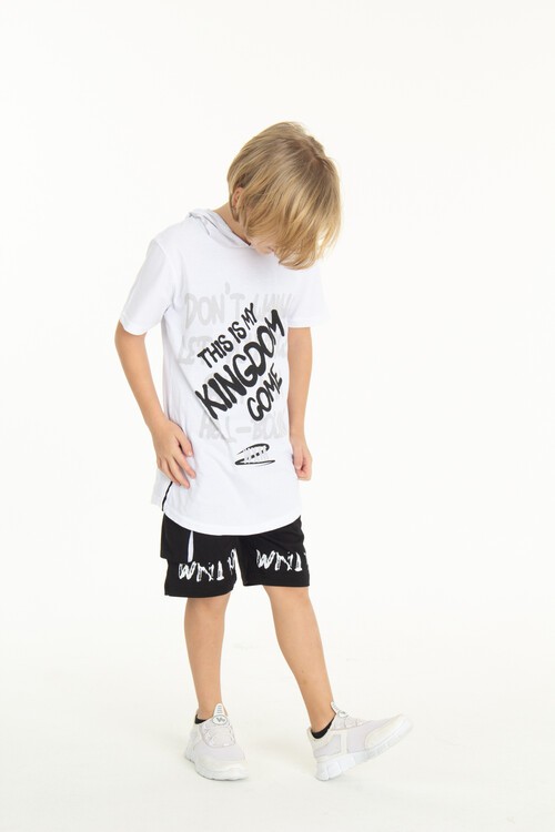 Erkek Çocuk Kingdom Yazılı Kapşonlu Şortlu Takım 14066