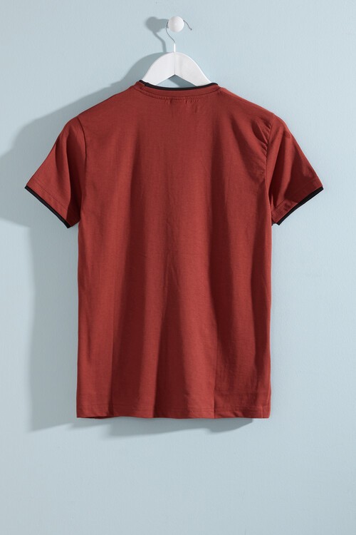 Erkek Çocuk Kiremit Neon Yazı Baskı 8-13 Yaş T-Shirt 6303-1