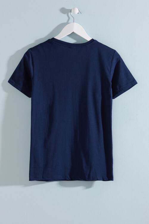 Erkek Çocuk Lacivert Ön Cep Neon Detay 8-13 Yaş T-Shirt 4138-2