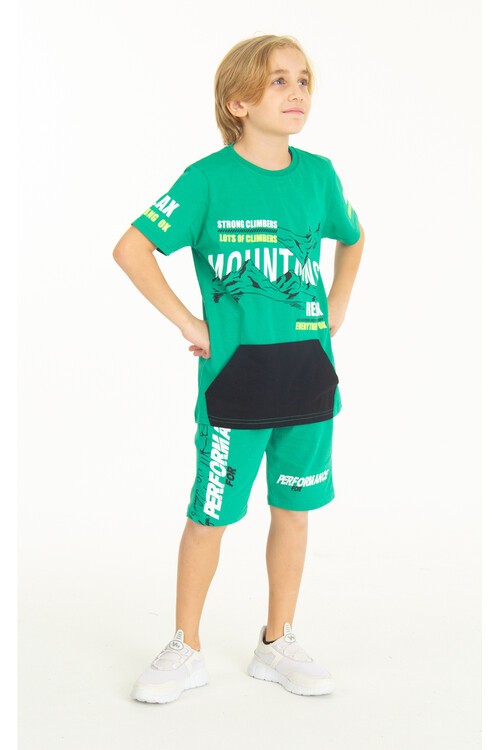 Erkek Çocuk Mountains Baskılı Şortlu Takım 9-14 Yaş 14060