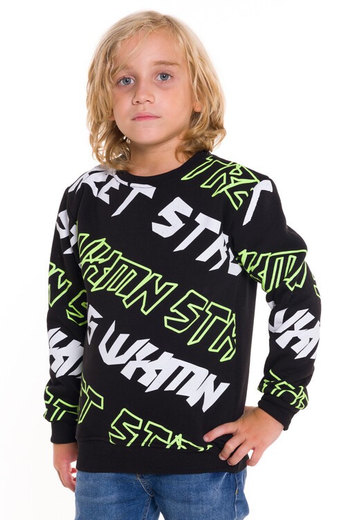 Erkek Çocuk Pano Baskılı Baskılı Sweatshirt 14135