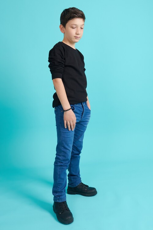 Erkek Çocuk Raw Yazı Nakışlı Jean Pantolon 7-12 Yaş 13786