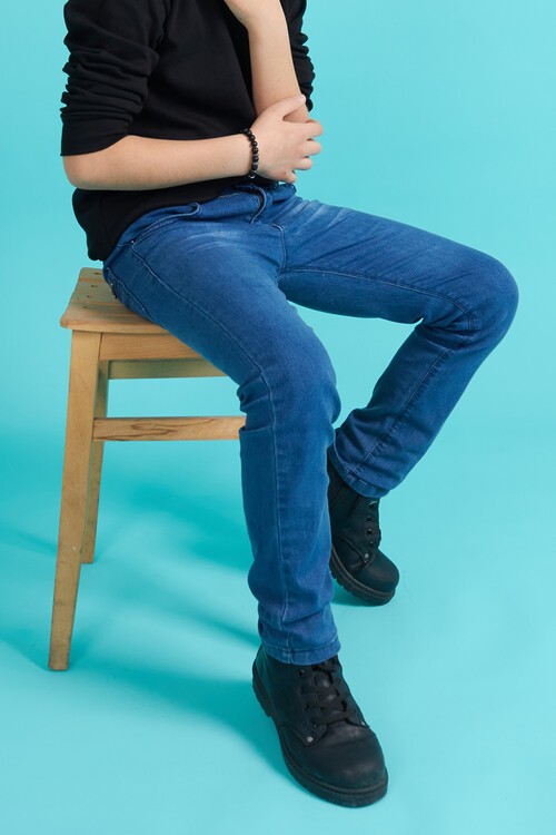 Erkek Çocuk Raw Yazı Nakışlı Jean Pantolon 7-12 Yaş 13786