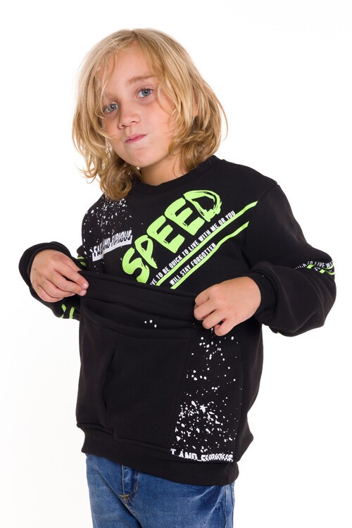 Erkek Çocuk Speed Yazı Baskılı Sweatshirt 9-14 Yaş 14175