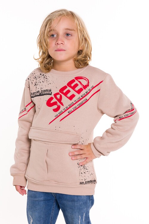 Erkek Çocuk Speed Yazı Baskılı Sweatshirt 9-14 Yaş 14175