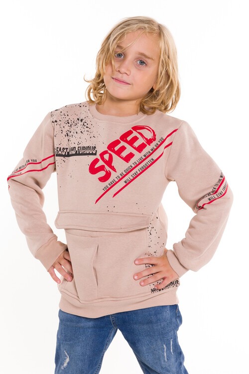 Erkek Çocuk Speed Yazı Baskılı Sweatshirt 9-14 Yaş 14175