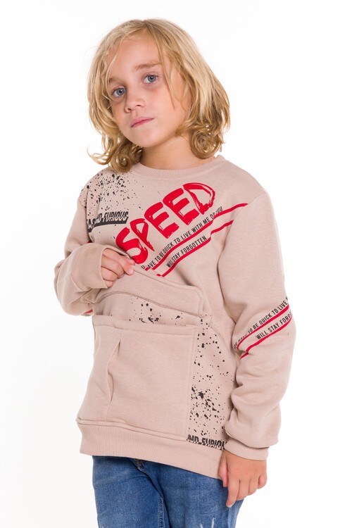 Erkek Çocuk Speed Yazı Baskılı Sweatshirt 9-14 Yaş 14175
