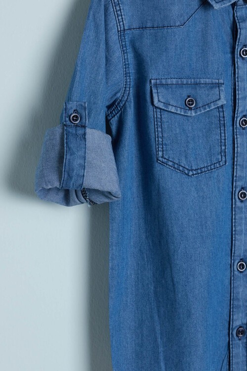 Erkek Çocuk Yazı Baskılı Jean Gömlek 13994