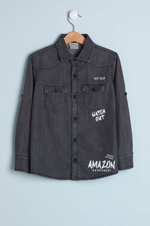Erkek Çocuk Yazı Baskılı Jean Gömlek 13994