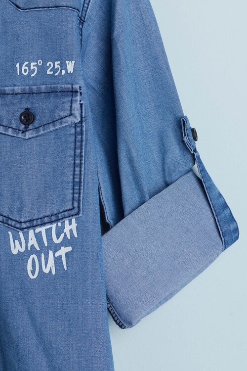 Erkek Çocuk Yazı Baskılı Jean Gömlek 13994