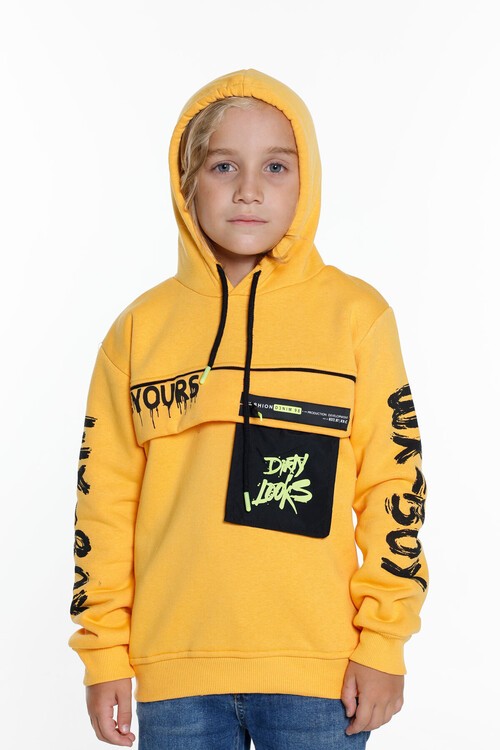Erkek Çocuk Yours Yazı Baskılı Kapşonlu Sweatshirt 14183
