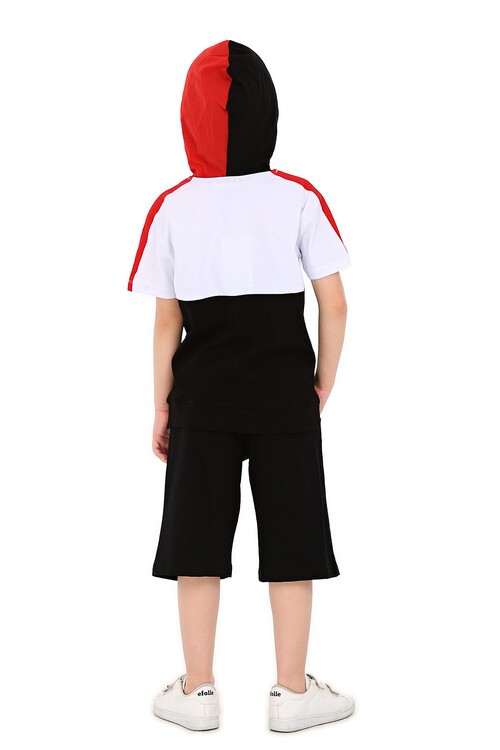 Erkek Easy Yazı Baskılı Bloklu Şortlu Takım 4-9 Yaş 14069