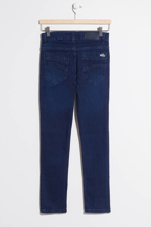 Erkek Koyu Mavi Beli Lastikli Dar Paça Jean Pantolon 13920