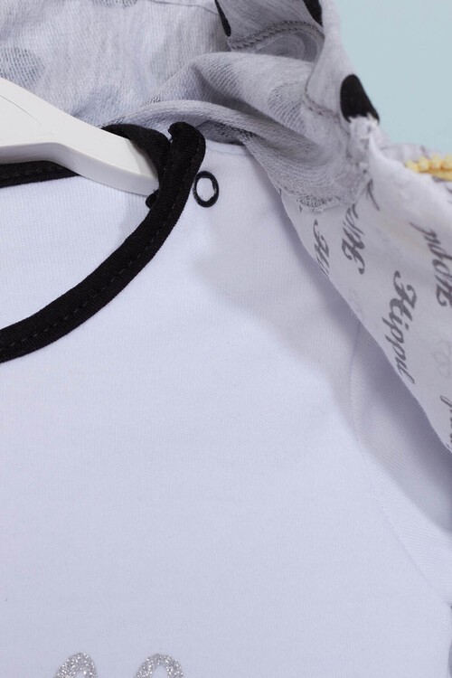 Kız Bebek Fare Nakışlı 3lü Takım  13687