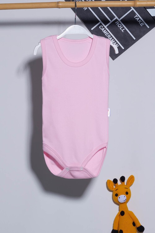 Kız Bebek Pembe Düz 0-36 Ay Çıtçıtlı Body 4195-3B