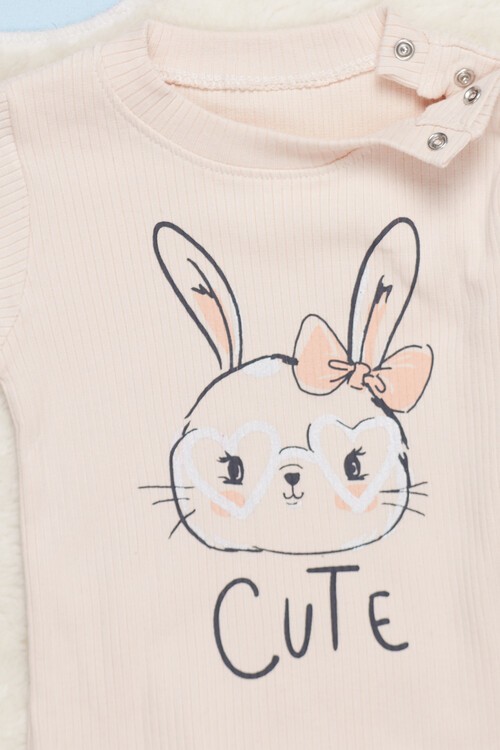 Kız Bebek Tavşanlı Yelekli 3lü Takım 14390