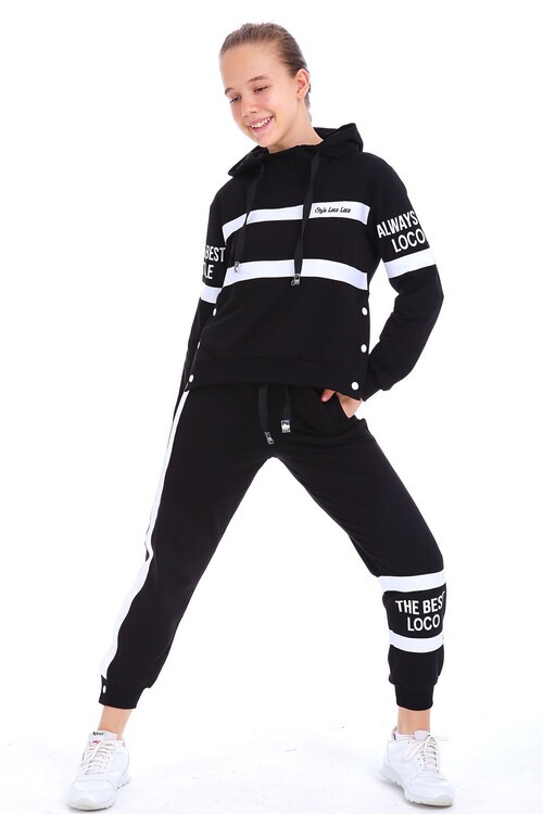Kız Çocuk Always Yazı Baskılı Kapşonlu Takım 10-15 Yaş 14140
