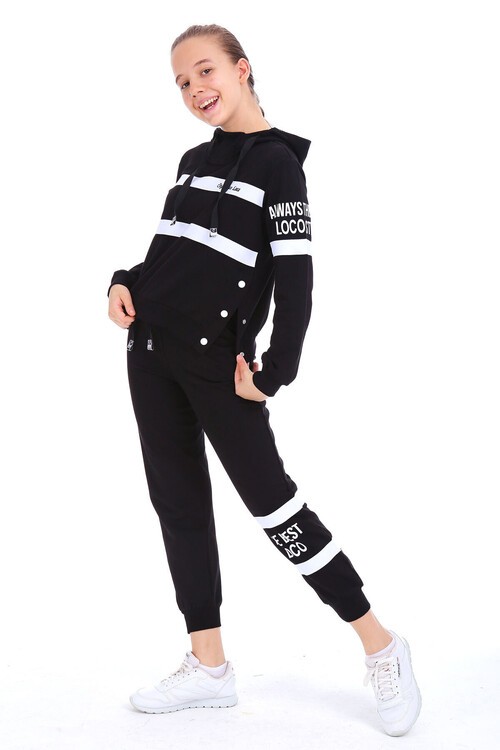 Kız Çocuk Always Yazı Baskılı Kapşonlu Takım 10-15 Yaş 14140