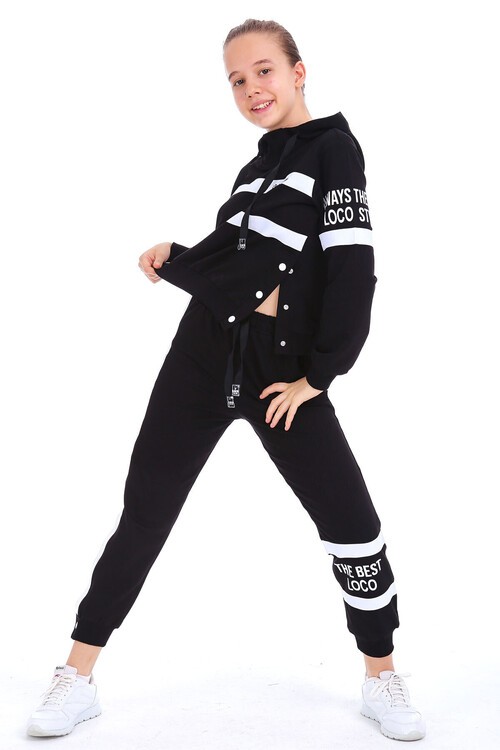Kız Çocuk Always Yazı Baskılı Kapşonlu Takım 10-15 Yaş 14140