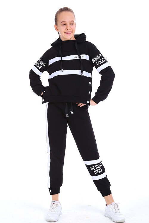Kız Çocuk Always Yazı Baskılı Kapşonlu Takım 10-15 Yaş 14140